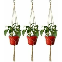 4pcs Macrame Plant Hanger, Cotton Rope Plant Hanger, Hand Woven Flower Pot Holder For Home Office Balcony Garden Indoor And Outdoor Decoration 105cm/41 Inches