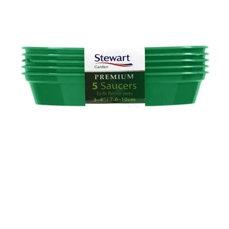 Stewart Garden 5 Premium Flower Pot Saucers - 7.6-10cm - Green (4840004) 1 Stewart Garden 5 Premium Flower Pot Saucers - 7.6-10cm - Green (4840004)