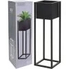 Flower Pot On Stand Metal Black 70 Cm H&S Collection