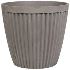 Modern Plant Pot Stone Mixture Round Indoor Outdoor 44x44 Cm Taupe Poka