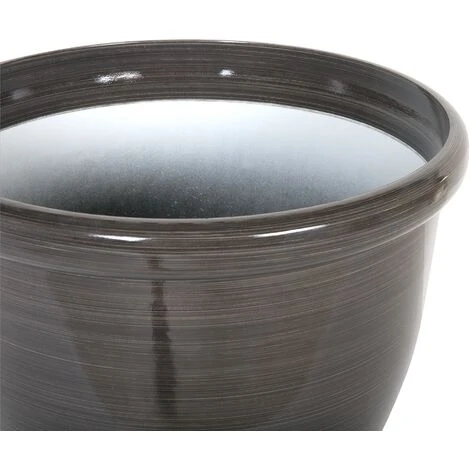Modern Round Garden Flower Pot Planter High Gloss Stone 44 X 44 Cm Brown Tesalia 4 Modern Round Garden Flower Pot Planter High Gloss Stone 44 X 44 Cm Brown Tesalia - Image 4