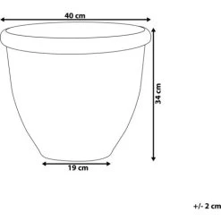 Modern Round Garden Flower Pot Planter High Gloss Stone 40 X 34 Cm Brown Tesalia -Dwarf Discovery shop 13586691 3