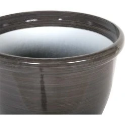 Modern Round Garden Flower Pot Planter High Gloss Stone 40 X 34 Cm Brown Tesalia -Dwarf Discovery shop 13586691 4