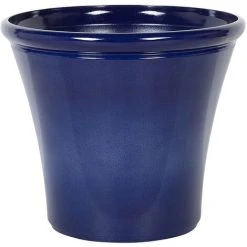 Outdoor Patio Garden Flower Pot Planter Fibre 46 X 46 X 40 Cm Navy Blue Kokkino
