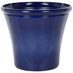 Outdoor Patio Garden Flower Pot Planter Fibre 50 X 50 X 44 Cm Navy Blue Kokkino