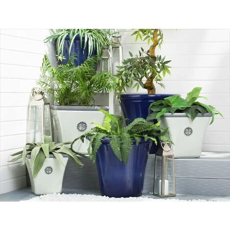 Outdoor Patio Garden Flower Pot Planter Fibre 50 X 50 X 44 Cm Navy Blue Kokkino 2 Outdoor Patio Garden Flower Pot Planter Fibre 50 X 50 X 44 Cm Navy Blue Kokkino - Image 2