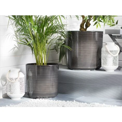 Garden Indoor Glamorous Flower Pot Round Planter Grey 35 X 35 X 35 Cm Vagia 2 Garden Indoor Glamorous Flower Pot Round Planter Grey 35 X 35 X 35 Cm Vagia - Image 2