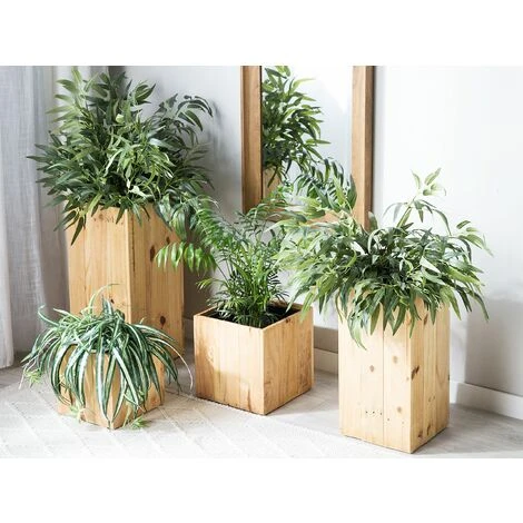 Large Tall Wooden Plant Pot Pine Indoor Outdoor With Insert 28 X 28 Cm Sykia 2 Large Tall Wooden Plant Pot Pine Indoor Outdoor With Insert 28 X 28 Cm Sykia - Image 2
