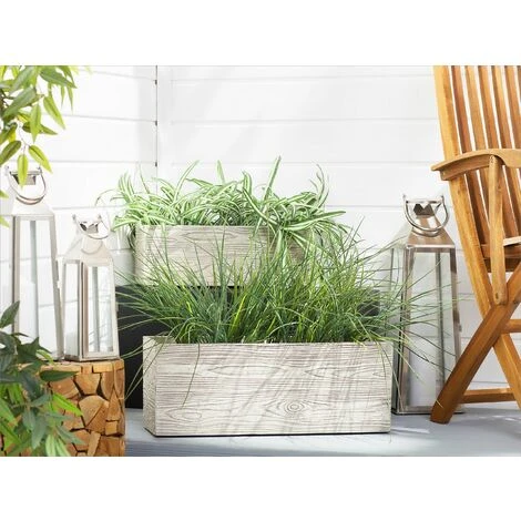 Modern Outdoor Indoor Flower Pot Light Wood Fibre Clay Rectangular 42x13cm Paos 2 Modern Outdoor Indoor Flower Pot Light Wood Fibre Clay Rectangular 42x13cm Paos - Image 2