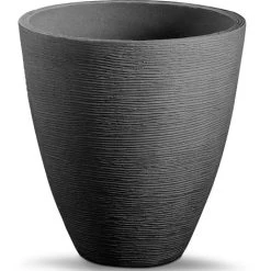 Plant Pot Large Round Flower Pot Box Patio Terrace Flower Box Black Grey 42cm Anthracite