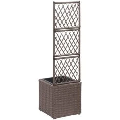 Trellis Raised Bed With 1 Pot 30x30x107 Cm Poly Rattan Brown VidaXL -Dwarf Discovery shop 19542007 4