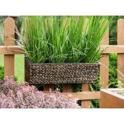 Alternative view of Plant Pot Brown Indoor Outdoor Water Hyacinth Weave Handles 60 X 20 Cm Kawala