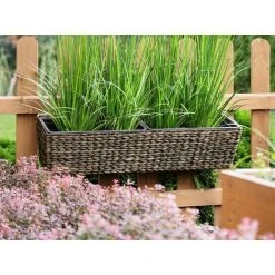 Alternative view of Plant Pot Brown Indoor Outdoor Water Hyacinth Weave Handles 80 X 20 Cm Kawala