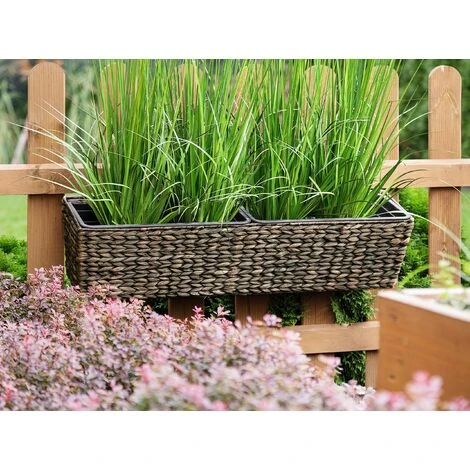 Plant Pot Brown Indoor Outdoor Water Hyacinth Weave Handles 80 X 20 Cm Kawala 2 Plant Pot Brown Indoor Outdoor Water Hyacinth Weave Handles 80 X 20 Cm Kawala - Image 2