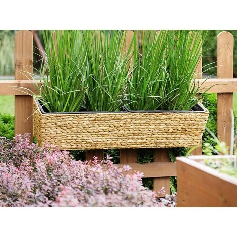 Plant Pot Beige Indoor Outdoor Water Hyacinth Weave Handles 80 X 20 Cm Kawala 2 Plant Pot Beige Indoor Outdoor Water Hyacinth Weave Handles 80 X 20 Cm Kawala - Image 2