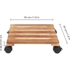 2 Wooden Heavy Plant Pot Locking Wheels Mover Garden Planter Caddy Trolley Stand -Dwarf Discovery shop 28224332 5