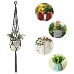 2Pcs Macrame Plant Hangers Indoor Outdoor Hanging Planter Basket Cotton Rope Hand-knitted Flower Pot Net Bag, Style 4 -Dwarf Discovery shop 30316294 3