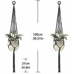 2Pcs Macrame Plant Hangers Indoor Outdoor Hanging Planter Basket Cotton Rope Hand-knitted Flower Pot Net Bag, Style 4 -Dwarf Discovery shop 30316294 5