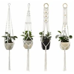 Plant Hangers Set Of 4 Indoor Wall Hanging Planter Basket Decorative Flower Pot Holder With 4 Hooks For Indoor Outdoor Home Decor Gift Box 3+4 -Dwarf Discovery shop 30316305 4