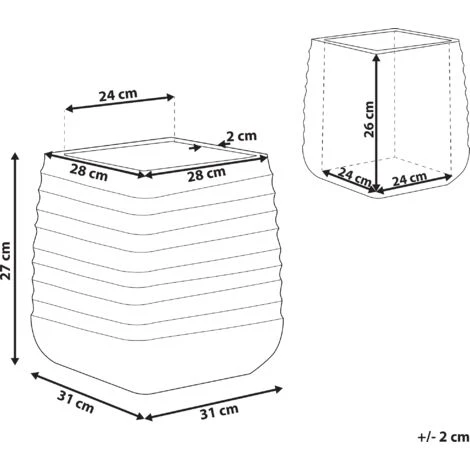 Outdoor Garden Flower Pot Large 28 X 27 Cm Square Planter Dirty White Parikia 3 Outdoor Garden Flower Pot Large 28 X 27 Cm Square Planter Dirty White Parikia - Image 3