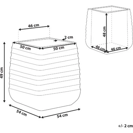 Outdoor Garden Flower Pot Large 50 X 49 Cm Square Planter Dirty White Parikia 3 Outdoor Garden Flower Pot Large 50 X 49 Cm Square Planter Dirty White Parikia - Image 3