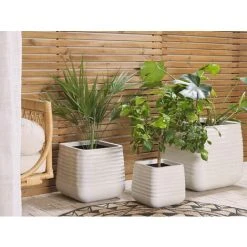 Alternative view of Outdoor Garden Flower Pot Large 38 X 37 Cm Square Planter Dirty White Parikia