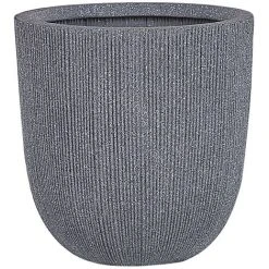 Modern Outdoor Plant Pot Planter Tall Round 38 X ø 37 Cm Grey Chios