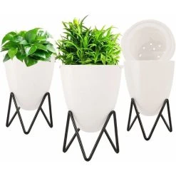 LangRay 3 Pcs Flower Pots, Flower Pots With Stands, Plant Holders Plant Pots, Plants Plant Pot For Indoor, Outdoor, Balcony, Garden (Small)