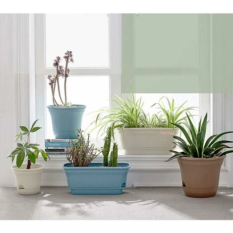 40CM Self-Watering Plant Pot Rectangular Plastic Planters, Modern Decorative Flower Pot For All Plants, Flowers, Herbs - Beige, Set Of 2 5 40CM Self-Watering Plant Pot Rectangular Plastic Planters, Modern Decorative Flower Pot For All Plants, Flowers, Herbs - Beige, Set Of 2 - Image 5