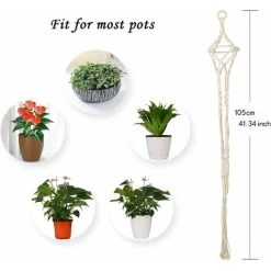 LITZEE Set Of 4 Rope Hanging Plant Macrame Plant Pot Holder Hanging Plant Hanger Indoor Outdoor Garden Decoration With - 41.34 Inches 7 LITZEE Set Of 4 Rope Hanging Plant Macrame Plant Pot Holder Hanging Plant Hanger Indoor Outdoor Garden Decoration With - 41.34 Inches -Dwarf Discovery shop 38403727 3