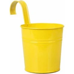 Hanging Pots Planter Flower Pot Iron Hanging Balcony Pot Plant Pot Flower Pot Yellow SOEKAVIA