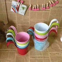 Hanging Pots Planter Flower Pot Iron Hanging Balcony Pot Plant Pot Flower Pot Yellow SOEKAVIA -Dwarf Discovery shop 38917818 3