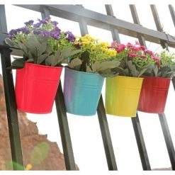 Hanging Pots Planter Flower Pot Iron Hanging Balcony Pot Plant Pot Flower Pot Yellow SOEKAVIA -Dwarf Discovery shop 38917818 4
