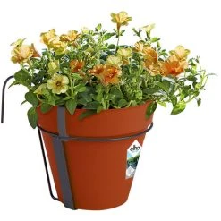 Elho Flower Pot Loft Urban Balcony Bracket Overflow Pipes Plant Box Balcony Terracotta Plastic Weatherproof Rund/3 Liter (de)