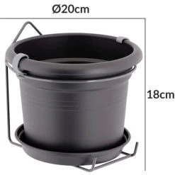 Elho Flower Pot Green Basics Potholder 19x15cm Round Balcony Bracket Planter Plant Container Black -Dwarf Discovery shop 50317694 4