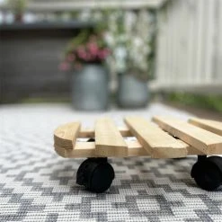 Set Of 2 Round Wooden Plant Pot Trolley Movers (30cm) 8 Set Of 2 Round Wooden Plant Pot Trolley Movers (30cm) -Dwarf Discovery shop 50410277 4