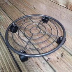KOOPMAN Metal 35cm Round Plant Pot Caddy/Flower Pot Stand / Plant Trolley On Wheels