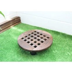 Wooden Planter Caddy Potted Plant Stand With Wheels, Rolling Round Flower Pot Base Roller Mobile Tray Planter Cart For Home Garden Outdoor, 30cm -Dwarf Discovery shop 54191209 5