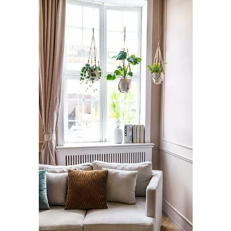 Plant Hanger Indoor Hanging Planter Basket With Wood Beads Decorative Flower Pot Holder No Tassels For Indoor Outdoor Boho Home Decor 35 Inch, Ivory 5 Plant Hanger Indoor Hanging Planter Basket With Wood Beads Decorative Flower Pot Holder No Tassels For Indoor Outdoor Boho Home Decor 35 Inch, Ivory - Image 5