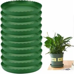 Flower Pot Saucer, 10pcs Plastic Flower Pot Saucer, Indoor Or Outdoor Plant Saucers Green, Ø 21.5cm