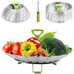 Vegetable Steamers Basket For Cooking Stainless Steel, Folding Steamer Insert Fits Various Size Pot And InstaPot Pressure Cooker (6" To 9")