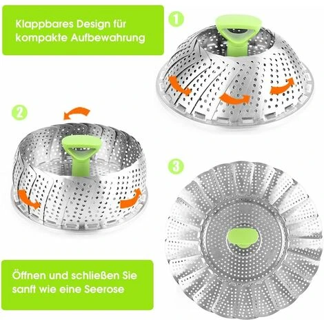 Vegetable Steamers Basket For Cooking Stainless Steel, Folding Steamer Insert Fits Various Size Pot And InstaPot Pressure Cooker (6" To 9") 2 Vegetable Steamers Basket For Cooking Stainless Steel, Folding Steamer Insert Fits Various Size Pot And InstaPot Pressure Cooker (6" To 9") - Image 2