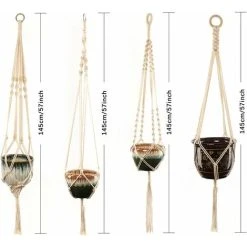 RHAFAYRE Macrame Plant Hanger Rope 4 Pcs Hanging Pot Plant Holder Indoor Outdoor Garden Decoration With 4 Hanging Hooks 7 RHAFAYRE Macrame Plant Hanger Rope 4 Pcs Hanging Pot Plant Holder Indoor Outdoor Garden Decoration With 4 Hanging Hooks -Dwarf Discovery shop 64695288 3
