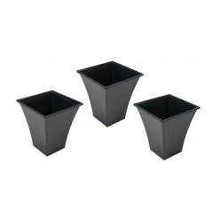 3 X LARGE BLACK PLANT POTS PLANTER GARDEN FLOWER POT PLASTIC TALL INDOOR OUTDOOR