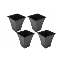 4 X LARGE BLACK PLANT POTS PLANTER GARDEN FLOWER POT PLASTIC TALL INDOOR OUTDOOR