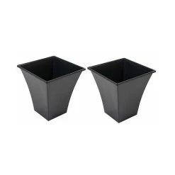 2 X LARGE BLACK PLANT POTS PLANTER GARDEN FLOWER POT PLASTIC TALL INDOOR OUTDOOR