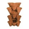 6 X STRAWBERRY PLANTER -STACKED IN TRIOS - GARDEN PLANTS PLASTIC POT -TERRACOTTA