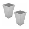 2 X LARGE SILVER MILANO PLANTER GARDEN FLOWER POT TRENDY GLOSS PLASTIC BEAUTIFUL