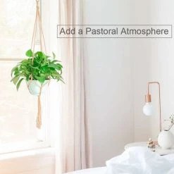 2 Packs Macrame Plant Hanger, Plant Hanging Pot, For Hanging Flower Pot Plant Hanging Hanging Decoration Home Balcony Decoration, 4 Rope Legs, 105cm -Dwarf Discovery shop 66546267 5