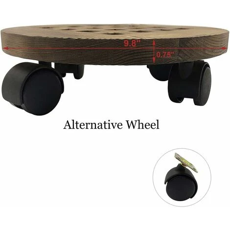 Wooden Plant Stand - Round Solid Wood Flower Pot Base With Wheels, Mobile Flower Stand Base With Wheel Plant Flower Pot Stand Caddy(25) 5 Wooden Plant Stand - Round Solid Wood Flower Pot Base With Wheels, Mobile Flower Stand Base With Wheel Plant Flower Pot Stand Caddy(25) - Image 5